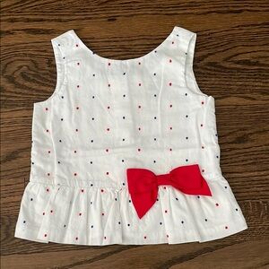 Janie and Jack Red Bow White Blouse Peplum